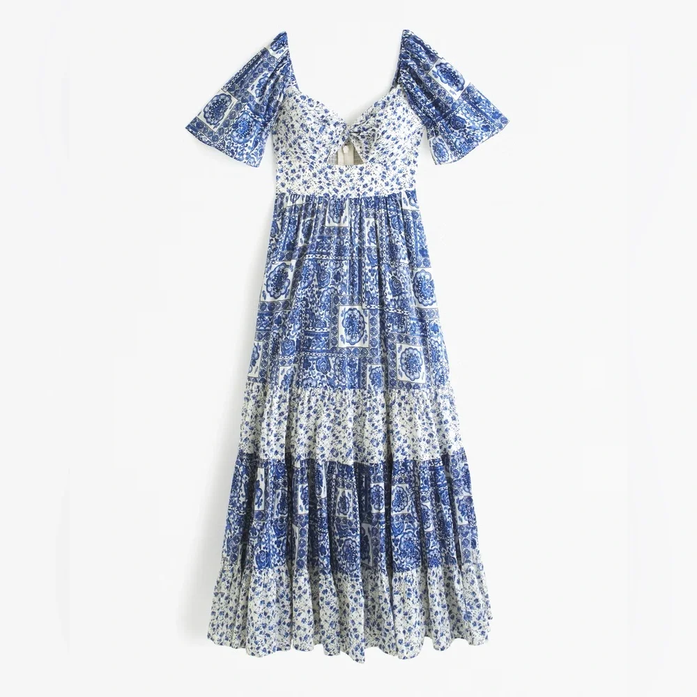 A&F Twist-Front Tiered Maxi Dress